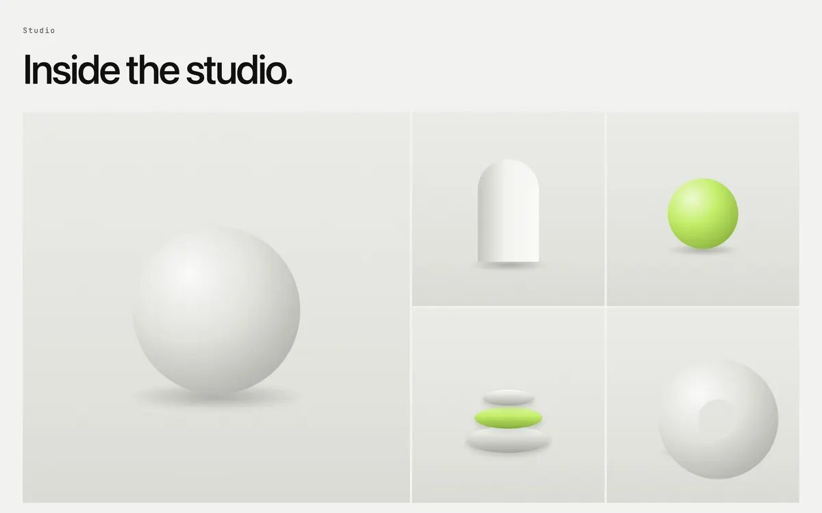 Oriel: a media grid of the studio