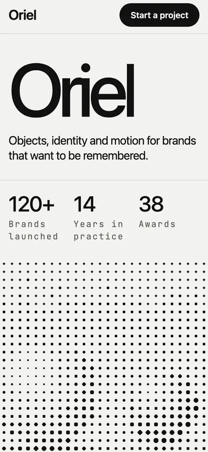 Oriel on a phone: the studio name and its numbers