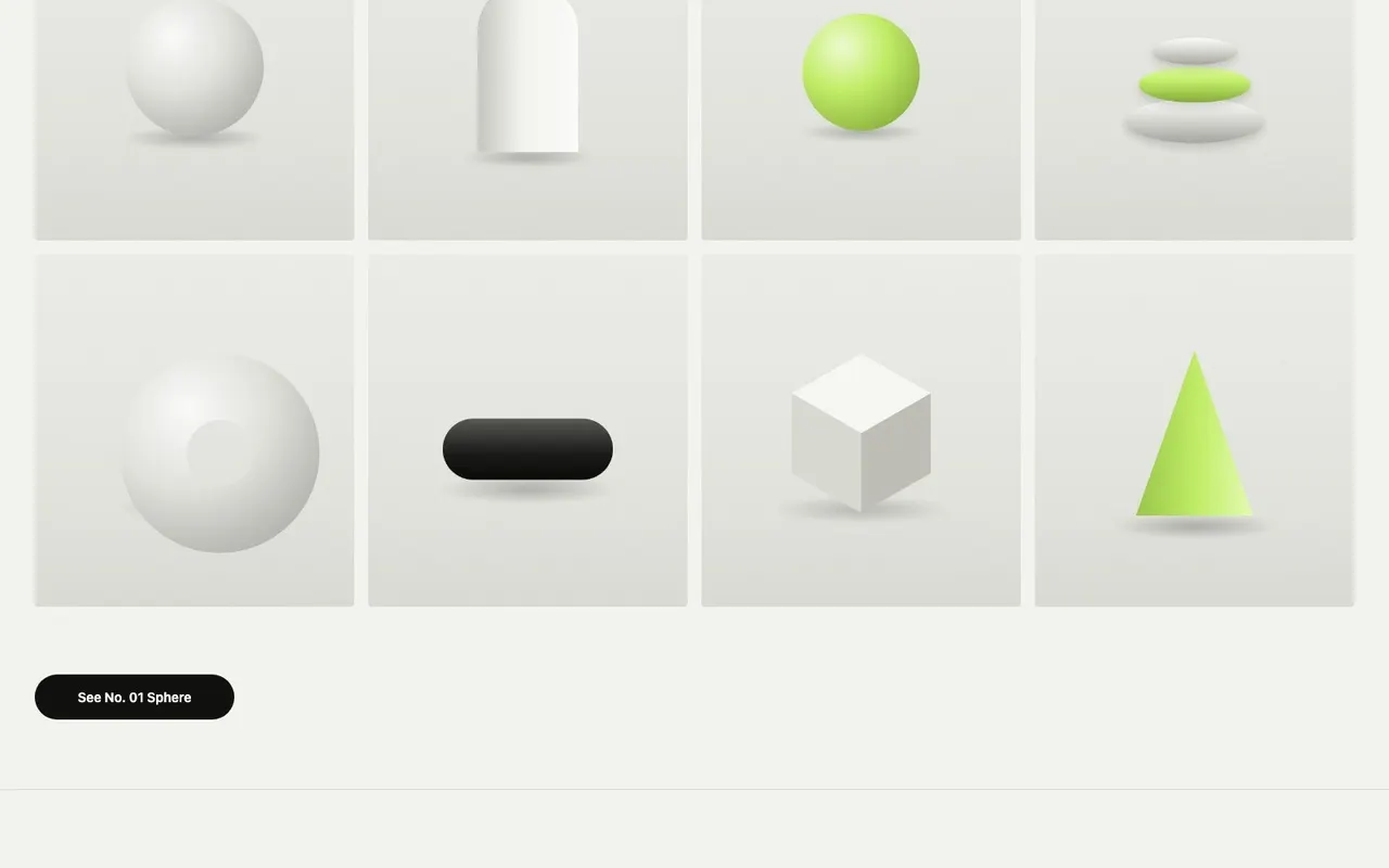 Eight objects in a grid on the Oriel site